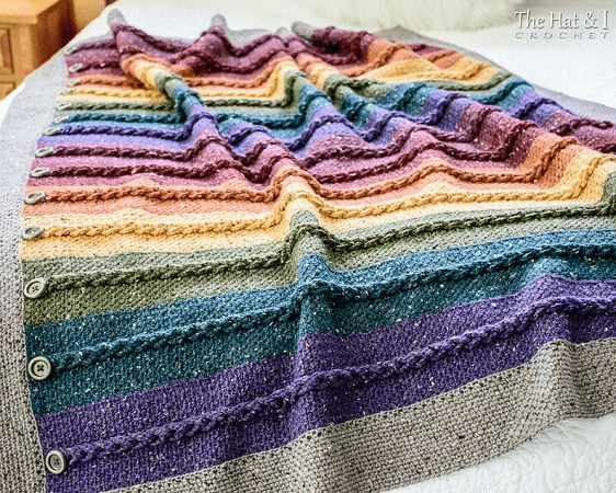 Buttons And Braids Crochet Blanket Pattern by The Hat And I
