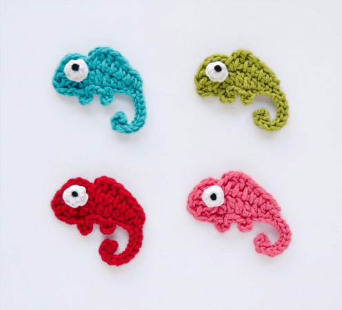 Chameleon Applique Crochet Pattern by One And Two Company