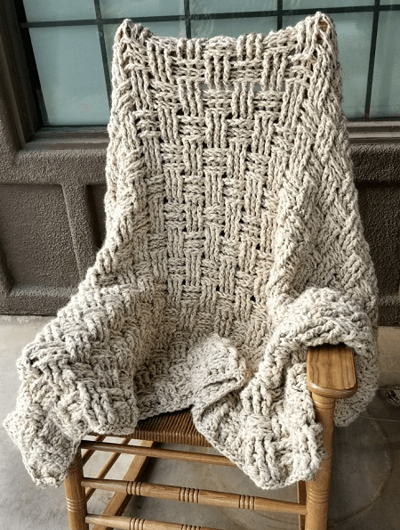 Chunky Basketweave Blanket Crochet Pattern by Hooked On Homemade Happiness