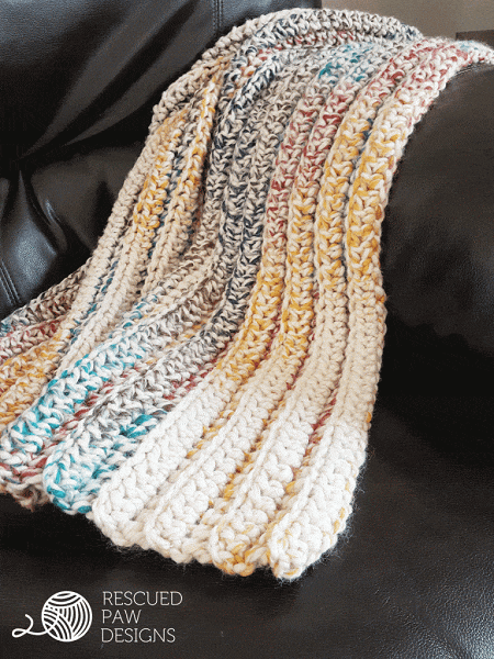 Chunky Crochet Blanket Pattern by Rescued Paw Designs