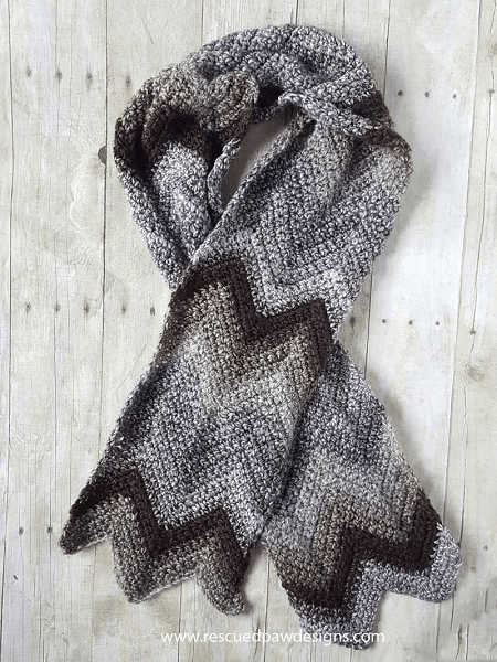 Crochet Chevron Scarf Pattern by Rescued Paw Designs