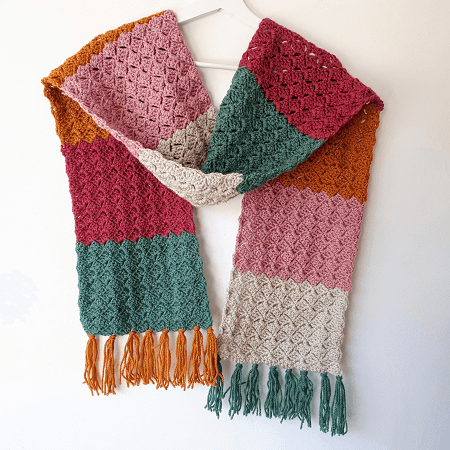 Color Block Free Crochet Scarf Pattern by Annie Design Crochet