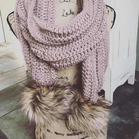 Crochet Fur Pom Pom Scarf Pattern by The Crochet Cabinet