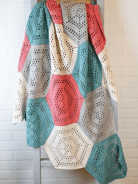 Hexagon Free Crochet Blanket Pattern by Winding Road Crochet