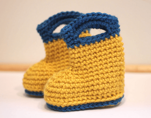 44 Super Cute Crochet Baby Booties Patterns Crochet Rain Boots Pattern by Repeat Crafter Me