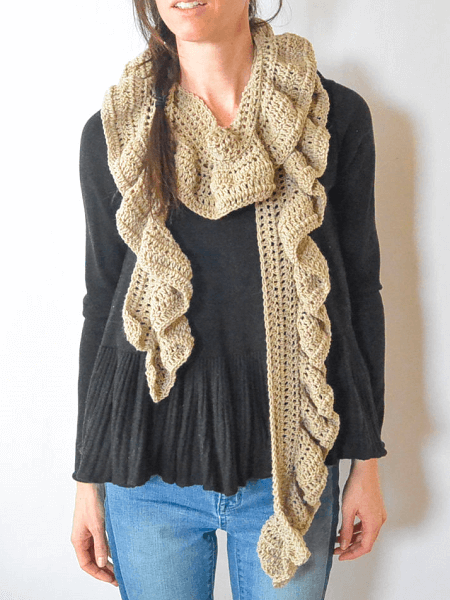 Crochet Ruffle Scarf Pattern by Mama In A Stitch