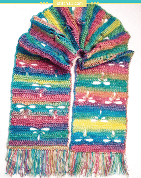Dragonfly Free Crochet Scarf Pattern by Stitch 11