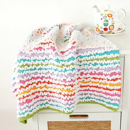 Rainbow Ruffle Free Crochet Blanket  Pattern by Dada's Place