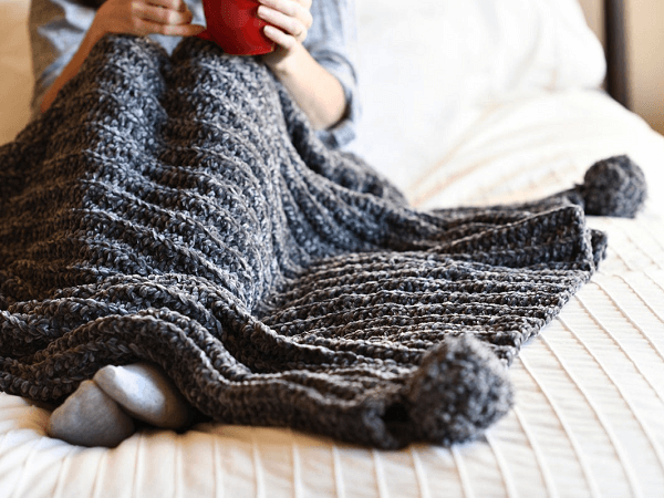 Knit Look Crochet Throw Blanket Crochet Pattern by Mama In A Stitch