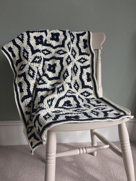 Midnight Diamond Blanket Crochet Pattern by Catherine Crochets
