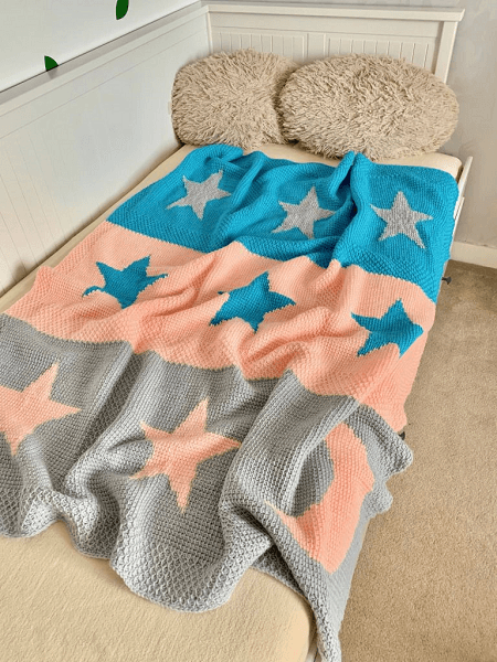 Moon And Stars Tunisian Crochet Blanket Pattern by Exquisite Crochet UK