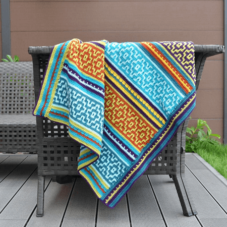 Mosaic Blanket Crochet Pattern by Lilla Bjorn Crochet
