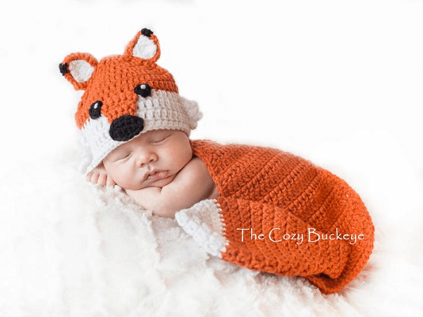 Newborn Hat And Cape Set Fox Crochet  Pattern by The Cozy Buckeye