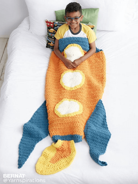 Rocket Ship Crochet Snuggle Sack Pattern by Yarnspirations