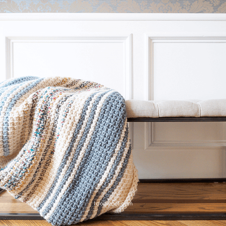 Simple Striped Tunisian Crochet Blanket Pattern by 1 Dog Woof