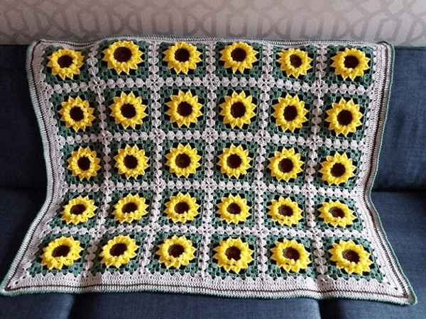 Sunflower Crochet Blanket Pattern by Libby Craft Makes