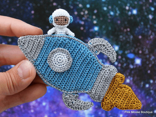 Tommy, The Astronaut And Rocket Ship Crochet Pattern by Pink Mouse Boutique