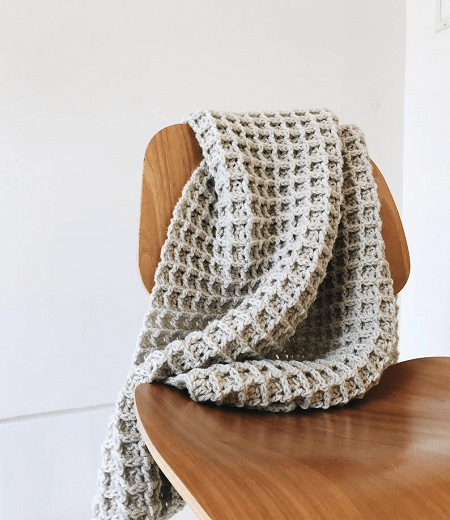 Waffle Texture Crochet Blanket Pattern by DeBrosse NYC