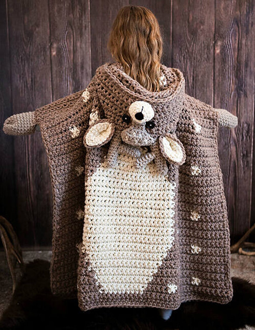 Backside of Crochet Deer Blanket By MJsOffTheHookDesigns