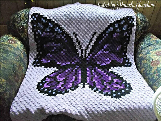 Purple Crochet Butterfly Blanket Pattern