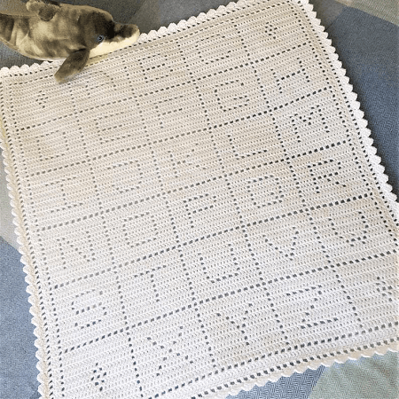 Alphabet Filet Baby Blanket Crochet Pattern by Avondale Patterns