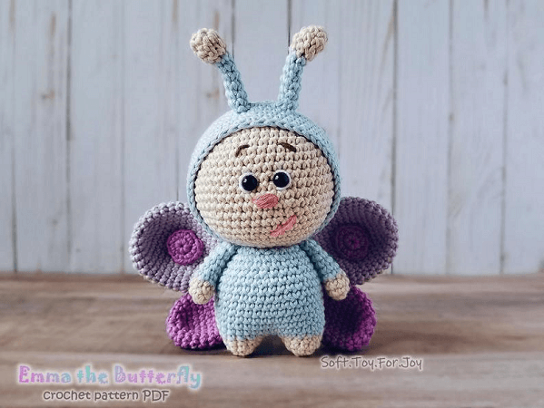 Amigurumi Butterfly Crochet Pattern by Soft Toy For Joy