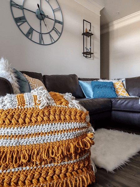 Boho Crochet Pouf Pattern by Dark N Twisty Housewife