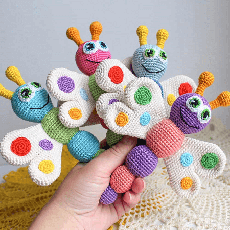  Baby Rattle Butterfly Crochet Pattern by Amigurumi Today