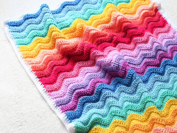 Chunky Rainbow Ripple Baby Blanket Crochet Pattern by Truly Crochet
