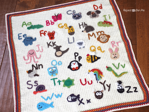 Animal Alphabet Crochet Baby Blanket Pattern by Repeat Crafter Me