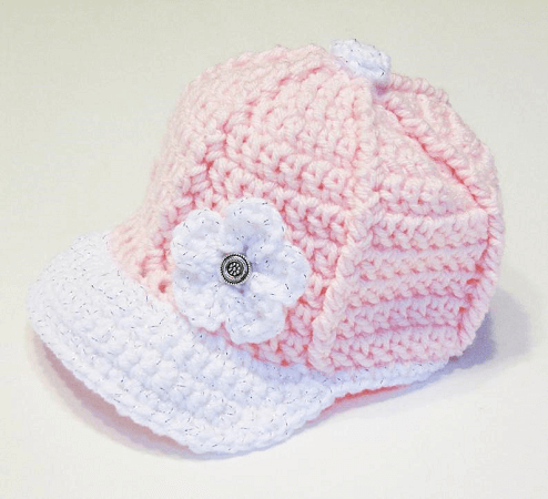 Baseball Cap Crochet Baby Hat Pattern by Bowtykes