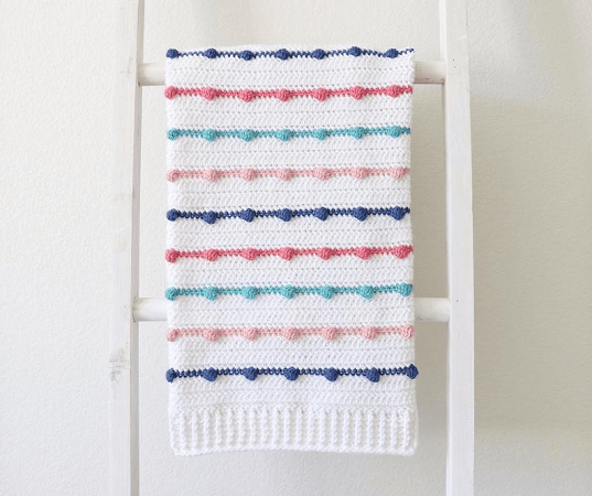 Crochet Baby Blanket with Bobble Lines Pattern by Daisy Farm Crafts