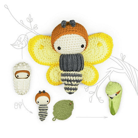 Life Cycle Play Set Butterfly Crochet Pattern by Lalylala Crochet