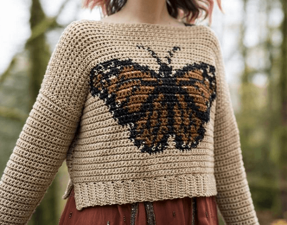 Sweater Butterfly Crochet Pattern by Hailey Bailey