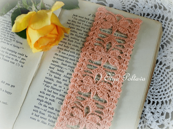 Crochet Lace Butterflies Bookmark Pattern by Olga Poltava