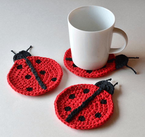 Coasters Crochet Ladybug Pattern by Xasper8ing
