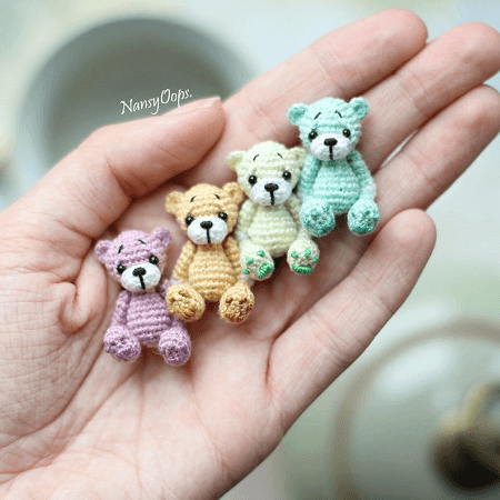 Crochet Micro Teddy Bear Pattern by Nansy Oops