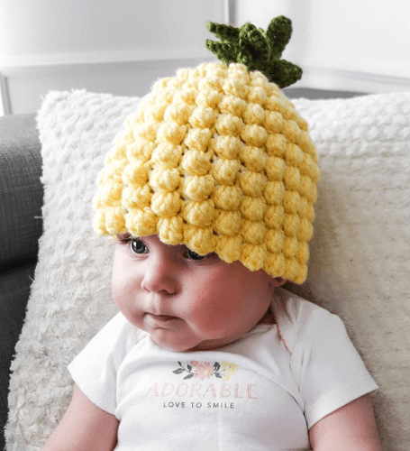 Pineapple Crochet Baby Hat Pattern by Crochet Mille