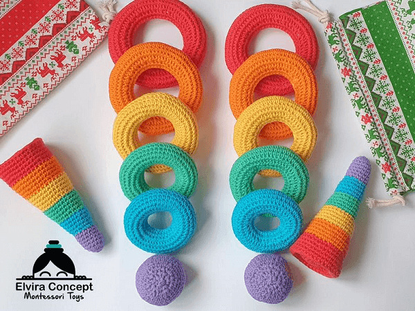 Rainbow Stacking Crochet Toy Pattern by Elvira Crochet