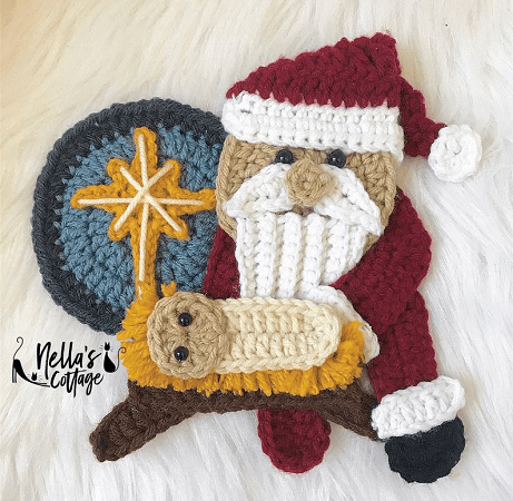 Applique Crochet Santa Pattern by Nella's Cottage