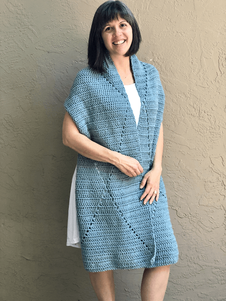 Easy Rectangle Crochet Shawl Pattern by Yarn Hook Needles