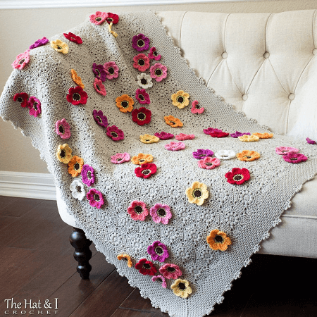 Flower Crochet Baby Blanket Pattern by The Hat And I 