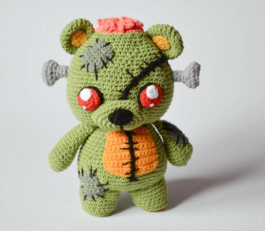 Frankie, The Zombie Teddy Bear Crochet Pattern by Krawka