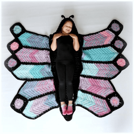 Hooded Blanket Butterfly Crochet Pattern by MJs Off The Hook Designs