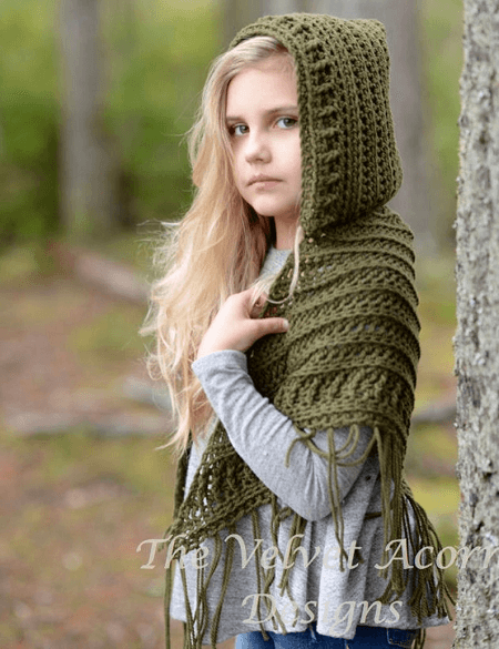 Hooded Shawl Crochet Pattern by The Velvet Acorn