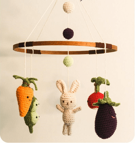Little Veggie Baby Mobile Crochet Pattern by Kendra Kat