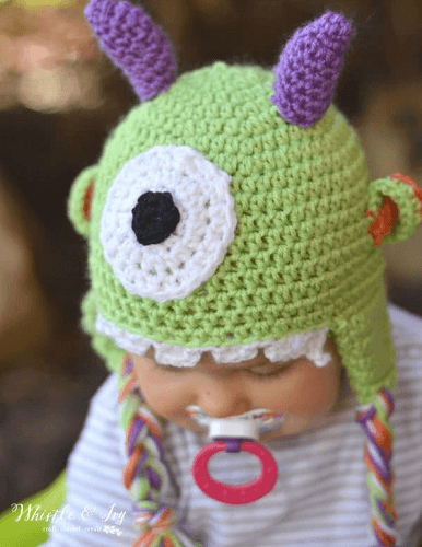 Littlest Monster Baby Hat Crochet Pattern by Whistle And Ivy