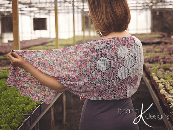 Modern Honeycomb Crochet Shawl Pattern by Briana K Designs