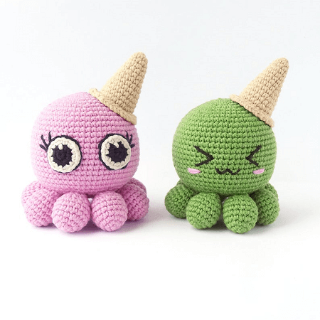 Octopus With Ice Cream Cone Crochet Pattern by Juli HM Toys