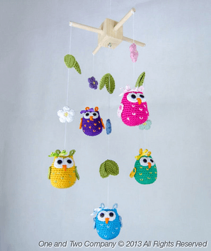 Owls And Flowers Mobile Crochet Pattern by One And Two Company
